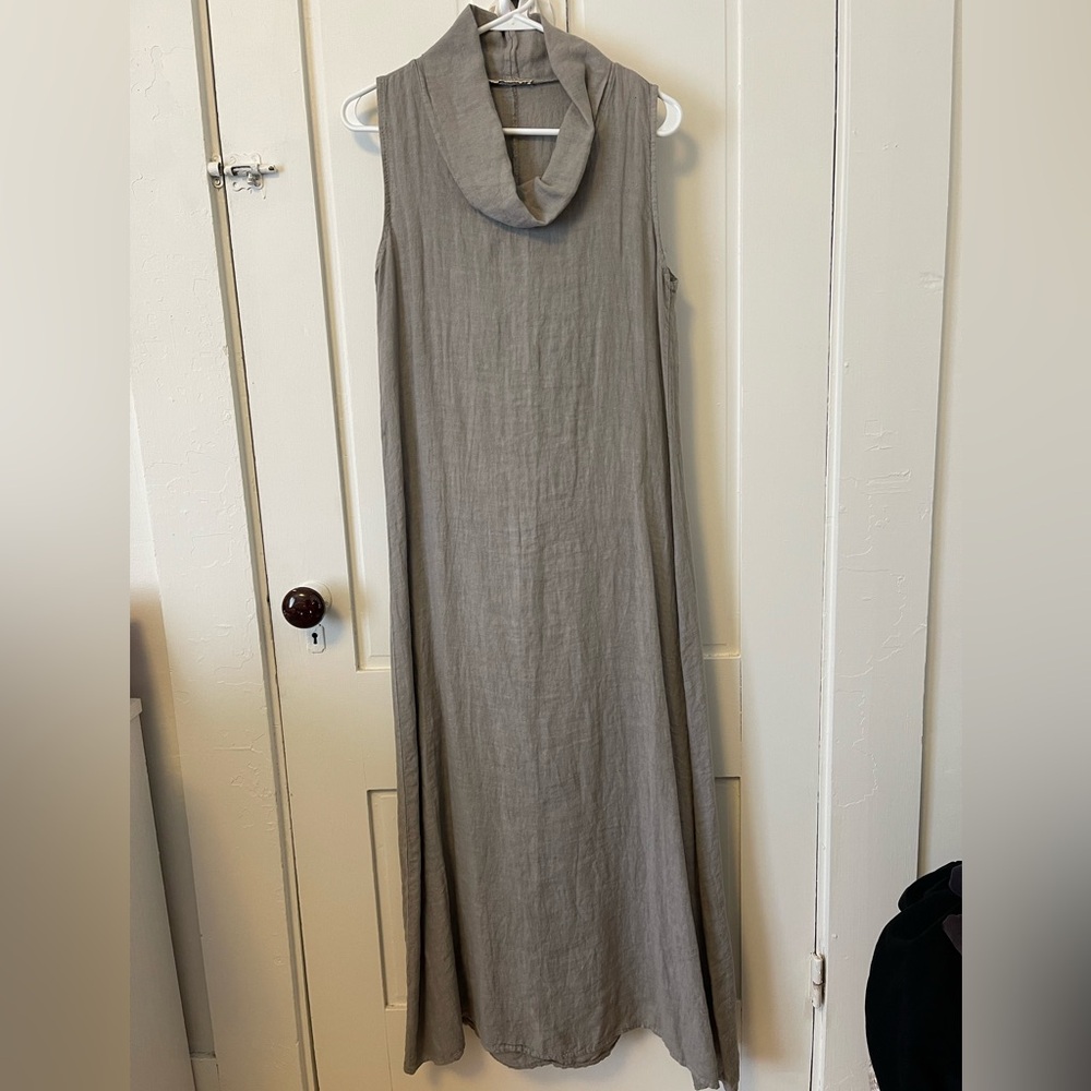 Cowl Neck Linen Maxi Dress